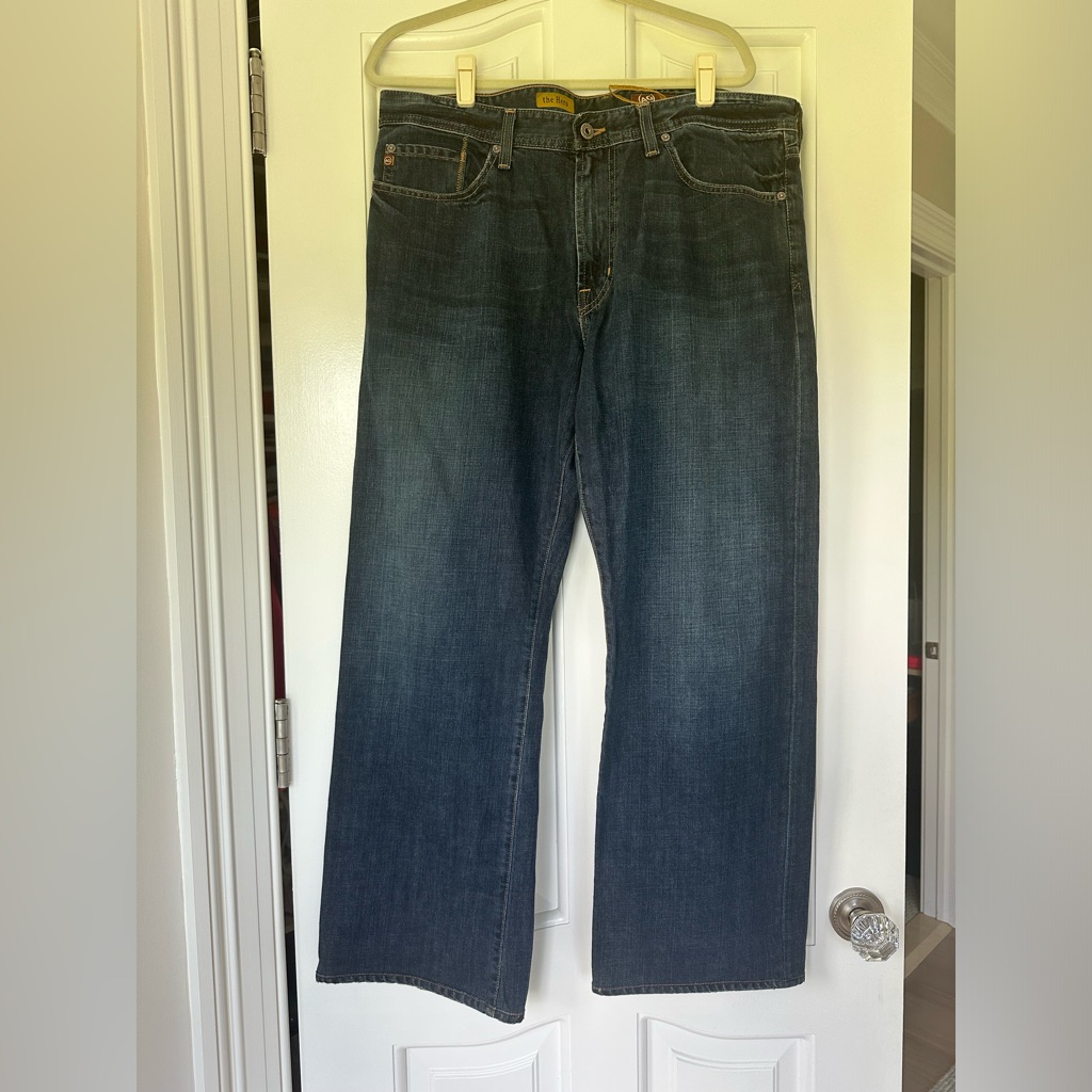 Mens’ Dark Wash Adriano Goldschmied “The Hero” Relaxed Straight Jeans